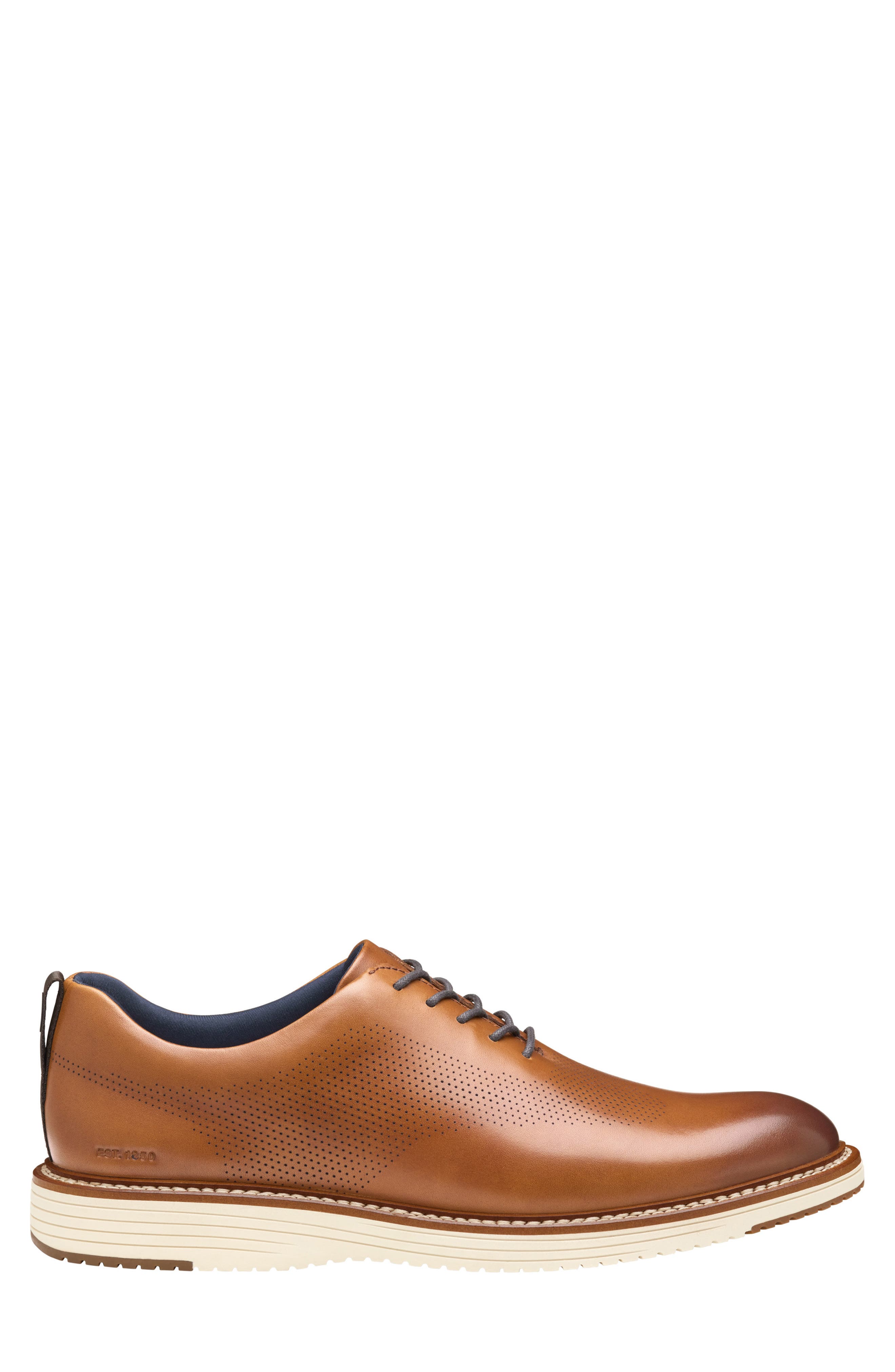 Upton Perforated Plain Toe Oxford, Alternate, color, TAN FULL GRAIN
