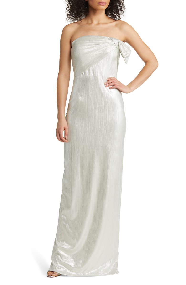 Black Halo Divina Strapless Column Gown, Main, color,