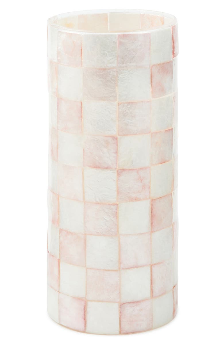 MACKENZIE CHILDS Rosy Check<sup>®</sup> Capiz Small Vase, Main, color, Rosy