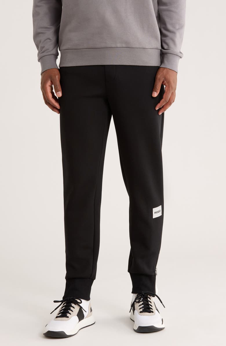 HUGO Logo Patch Knit Joggers, Main, color, Black