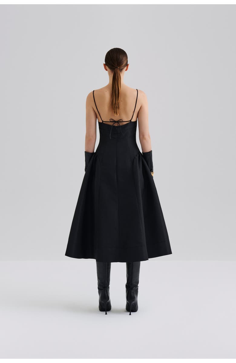 Malina Calista Exaggerated Hip Midi Dress, Alternate, color, Black