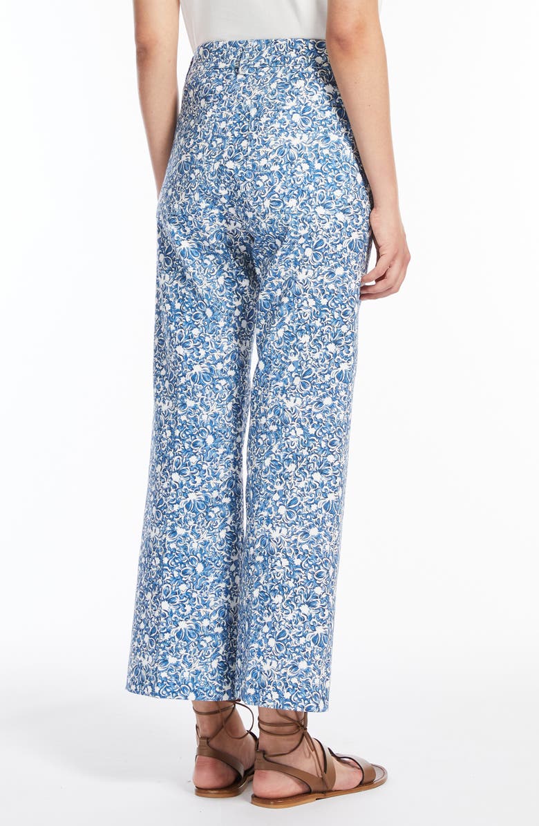 Weekend Max Mara Cadmio Floral Print Crop Pants, Alternate, color, Cornflower Blue