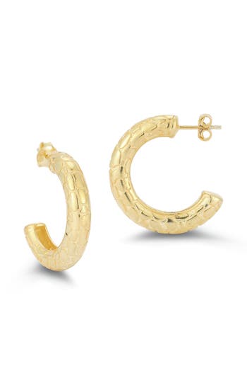 Chloe & Madison Chloe And Madison Textured Hoop Earrings In Gold