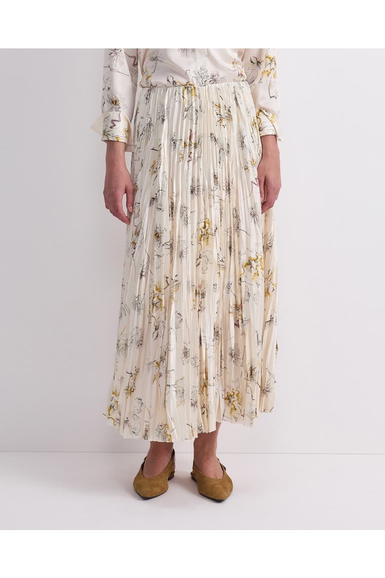 Yara Floral Pleated Midi Skirt, Main, color, Multi White