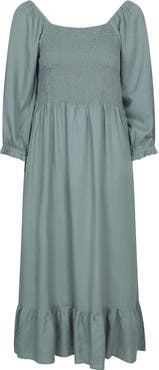 Mountain Warehouse Cadiz Shirred Long-Sleeved Midi Dress