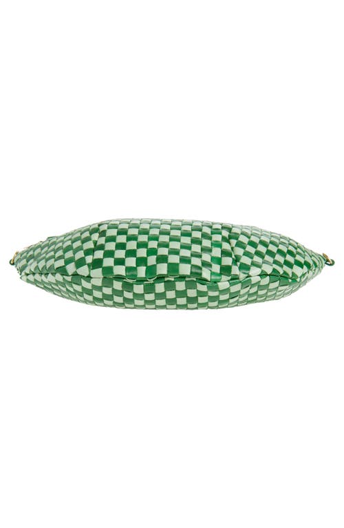 Clare V . Grande Woven Leather Convertible Belt Bag In Fern Mist Woven Checker