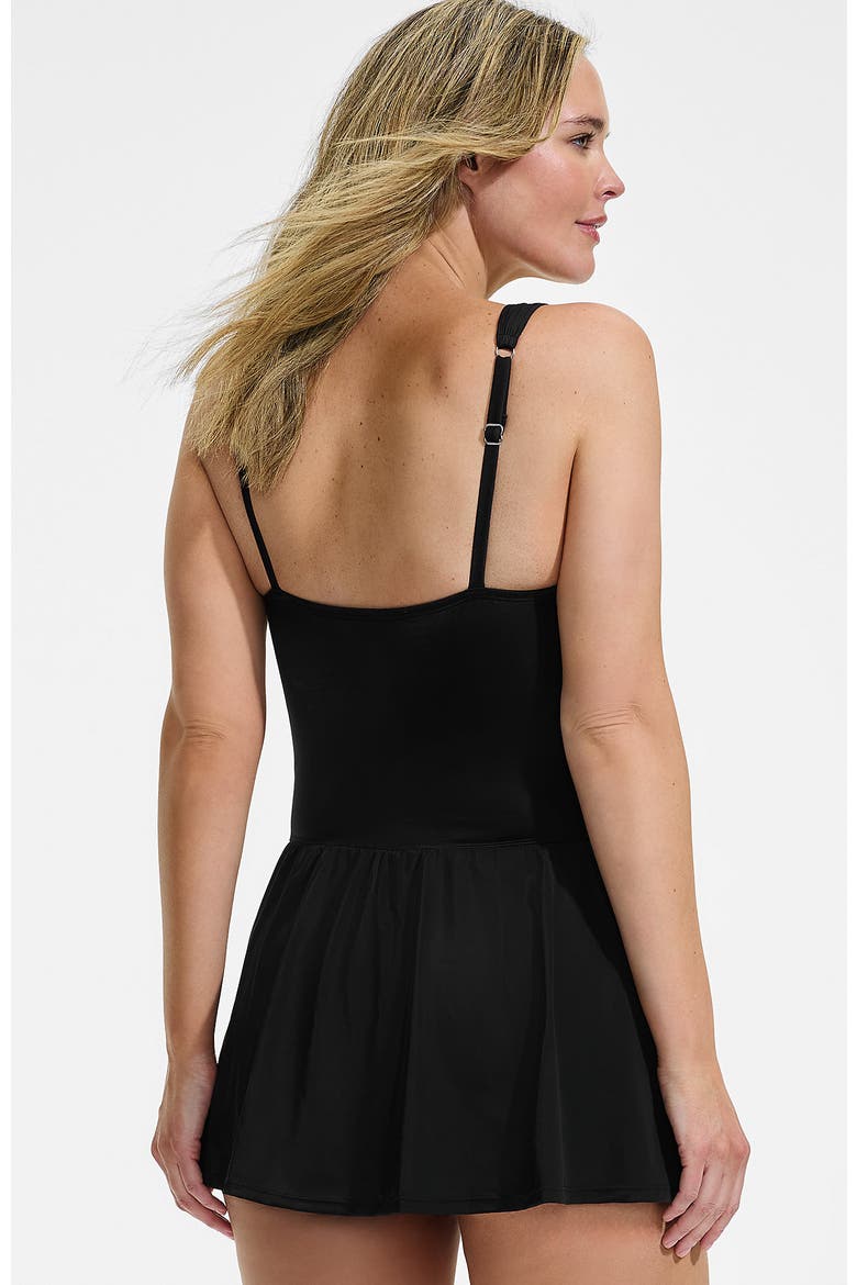 Slender Lite Sweetheart Shirred Swim Dress, Alternate, color, Black
