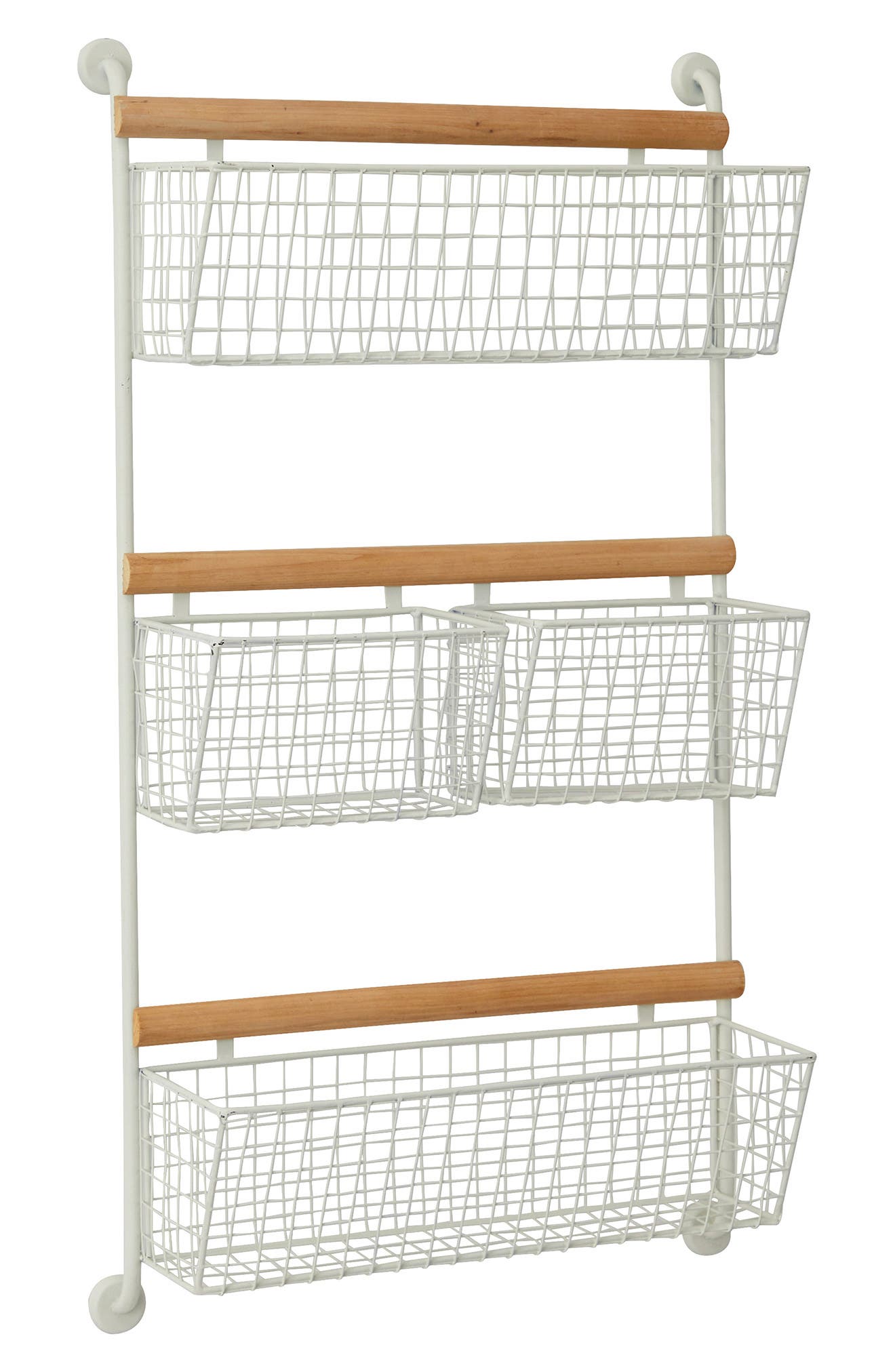 SONOMA SAGE HOME White Metal Wall Mounted Hanging Basket Magazine Rack Holder