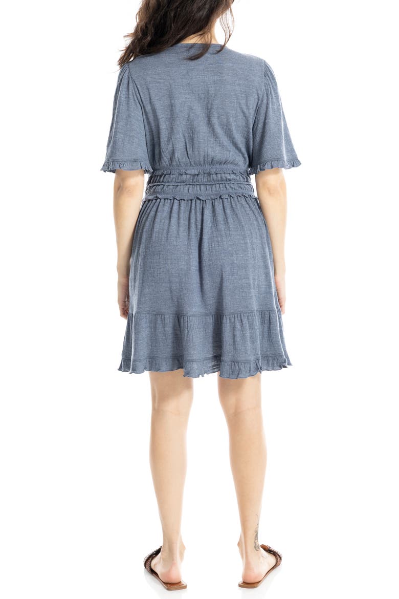 V-Neck Flutter Sleeve Short Dress, Alternate, color, DENIM