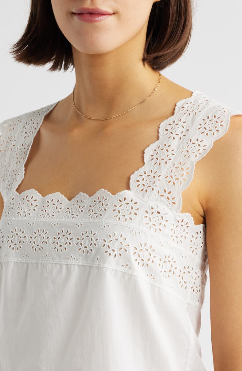 FRAME The Eyelet Tank, Alternate, color, White