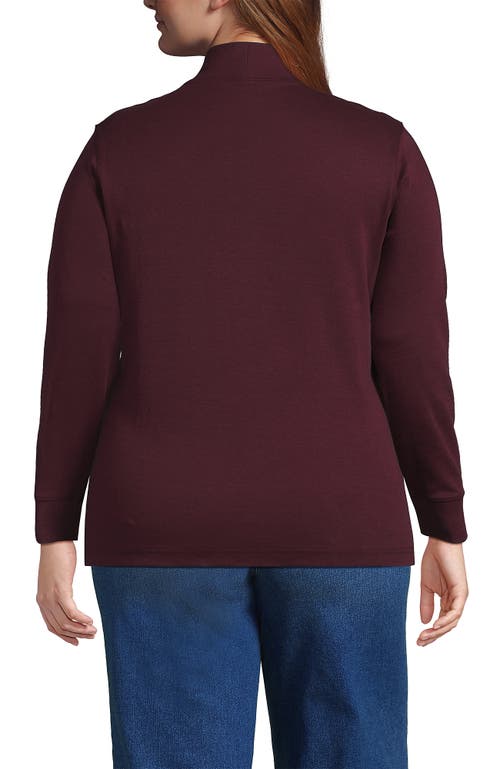 Lands' End Relaxed Cotton Long Sleeve Mock Turtleneck In Purple