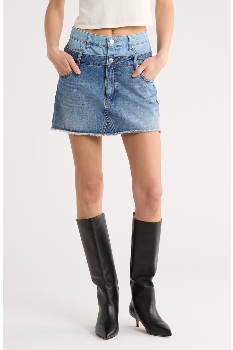 Salix Double Waistband Denim Miniskirt, Main, color, CATALINA TRANCOSO