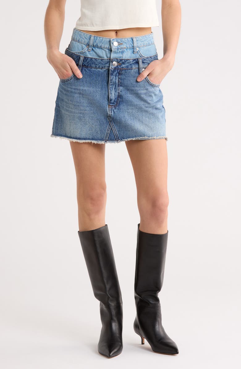 Simkhai Salix Double Waistband Denim Miniskirt, Main, color, Catalina Trancoso