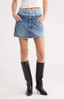 Simkhai Salix Double Waistband Denim Miniskirt