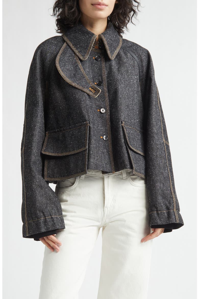 Precious Cargo Denim Crop Jacket, Main, color, INDIGO RAW
