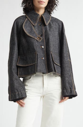 Nackiyé Nackiyè Precious Cargo Denim Crop Jacket In Gray