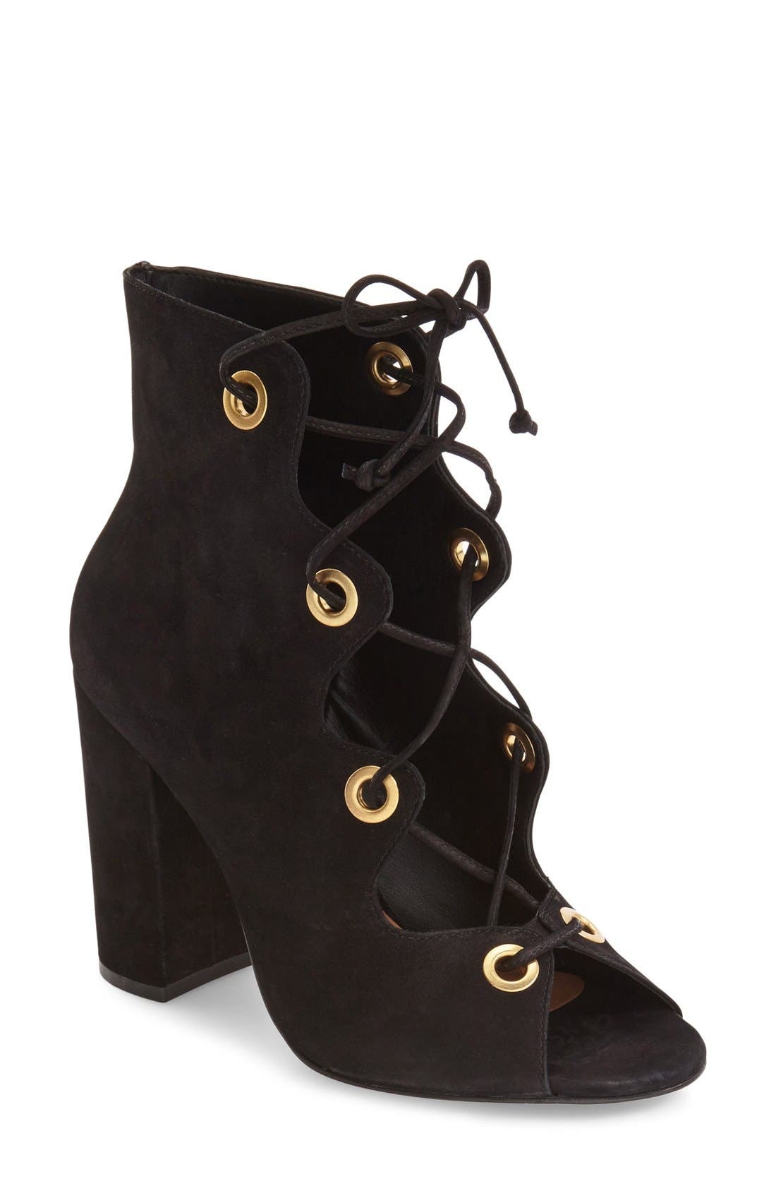 Steve Madden 'Carusso' Lace-Up Peep Toe Bootie, Main, color, 