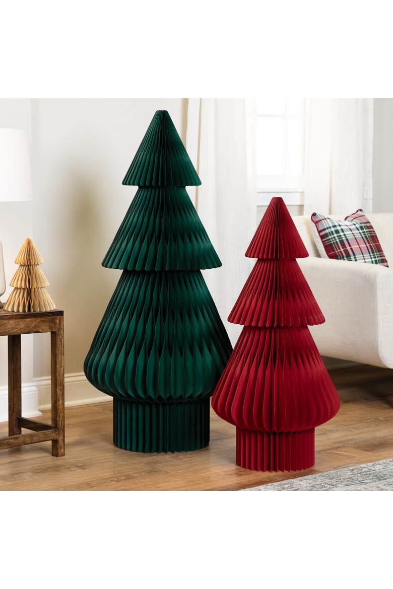 Tall Accordion Honeycomb Foldable Paper Christmas Tree - 4' -  Dark Green, Alternate, color, Green