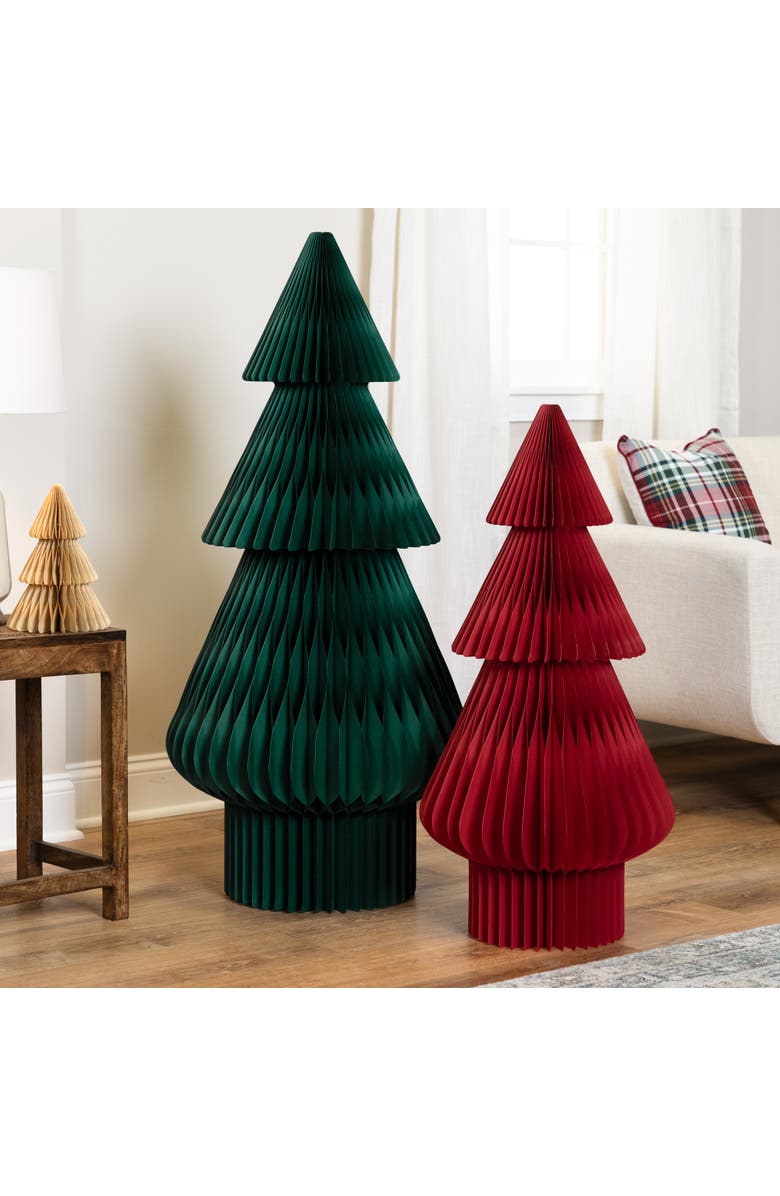 Northlight Tall Accordion Honeycomb Foldable Paper Christmas Tree - 4' - Dark Green, Alternate, color, Green