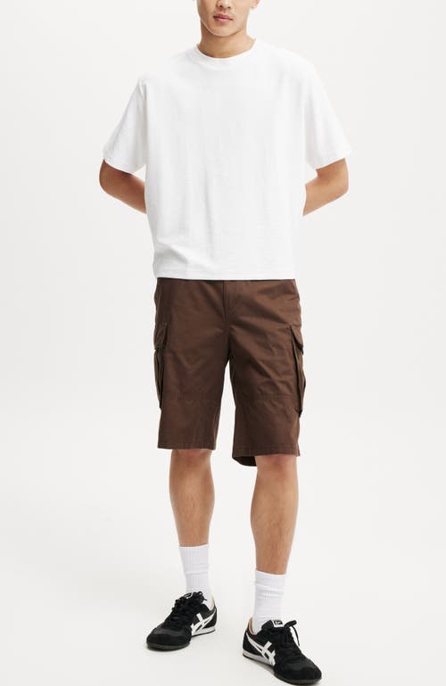 Cotton On Baggy Cargo Short In Chocolate Twill