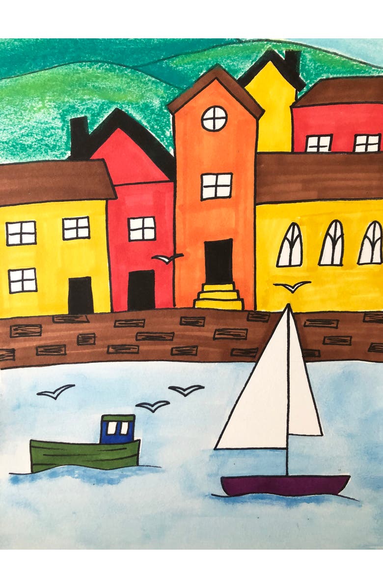 Guide Dots Add-On Art Rolls for Guide Dots Level 2 Art Kits - Age 8+, Alternate, color, L2 Town On Bay/Cat In Rain