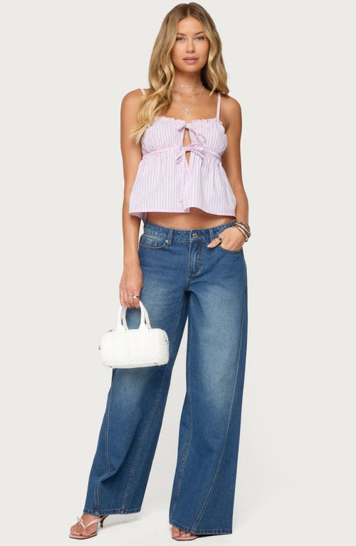 Edikted Avenley Stripe Tie Front Babydoll Camisole