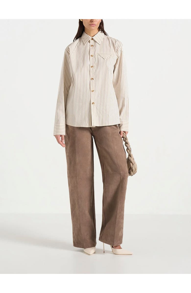 Manière De Voir Ronnie Unisex Pinstripe Long Sleeve Shirt, Main, color, 