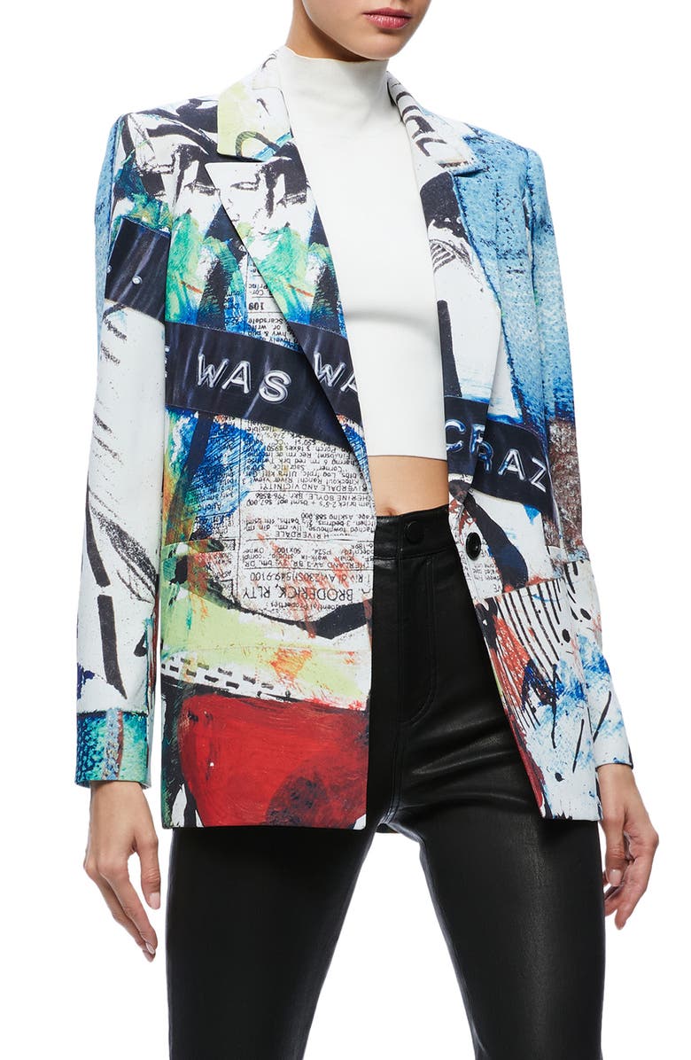 Alice + Olivia Denny Mixed Print Blazer, Alternate, color, 