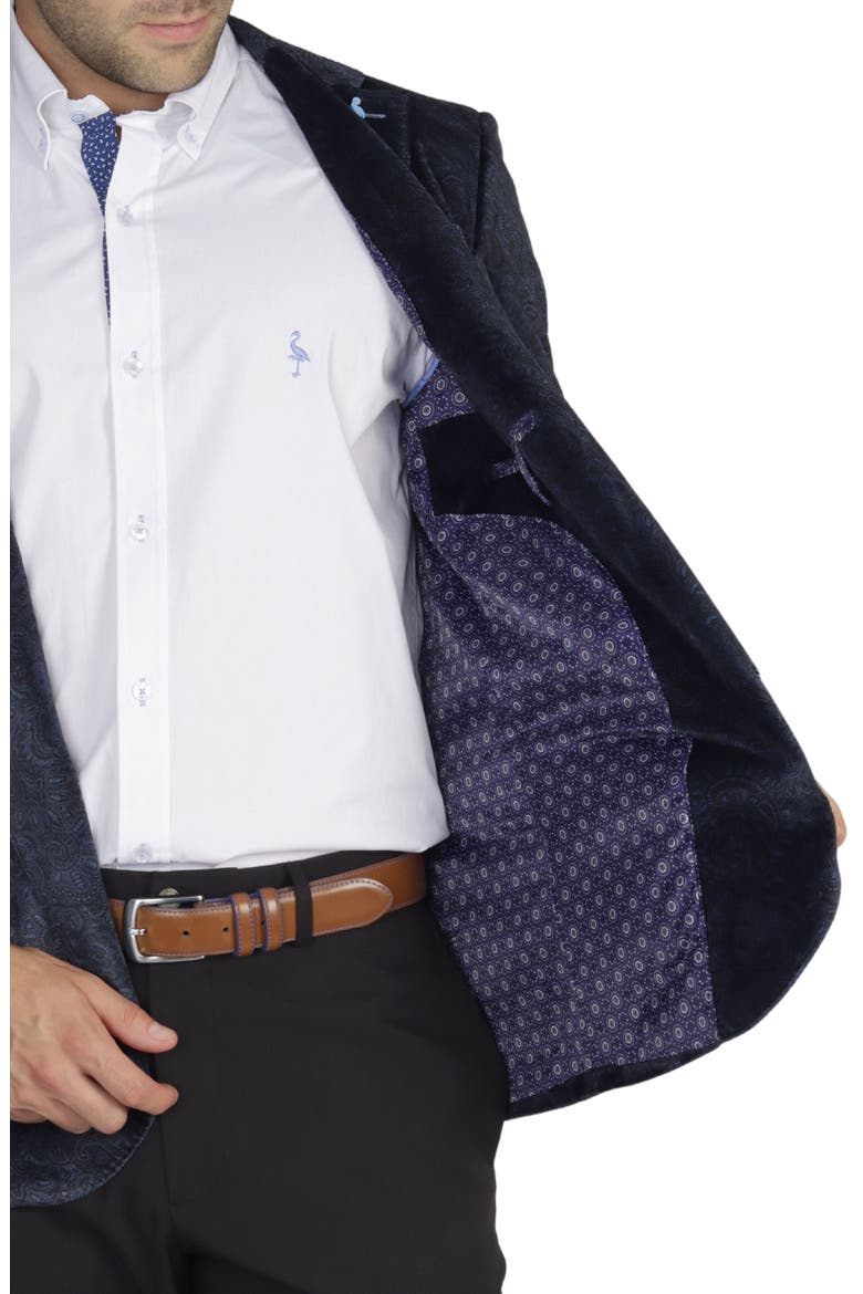 Tonal Paisley Velvet Sportcoat, Alternate, color, NAVY