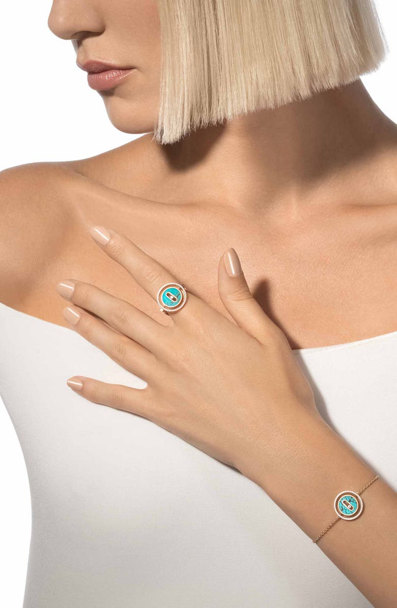 Messika Lucky Move Turquoise & Diamond Ring, Alternate, color, Turquoise/ Gold