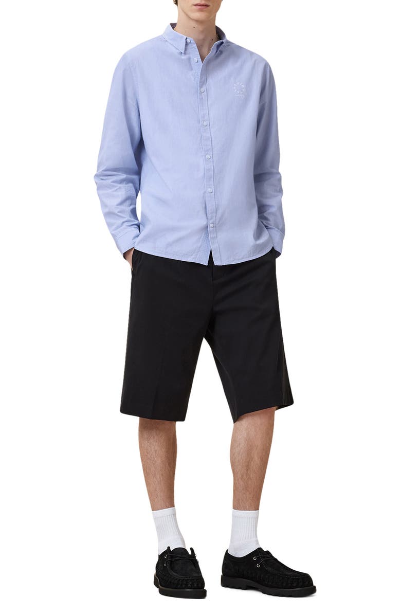 AllSaints Fletcher Pinstripe Cotton Button-Up Shirt, Alternate, color, 