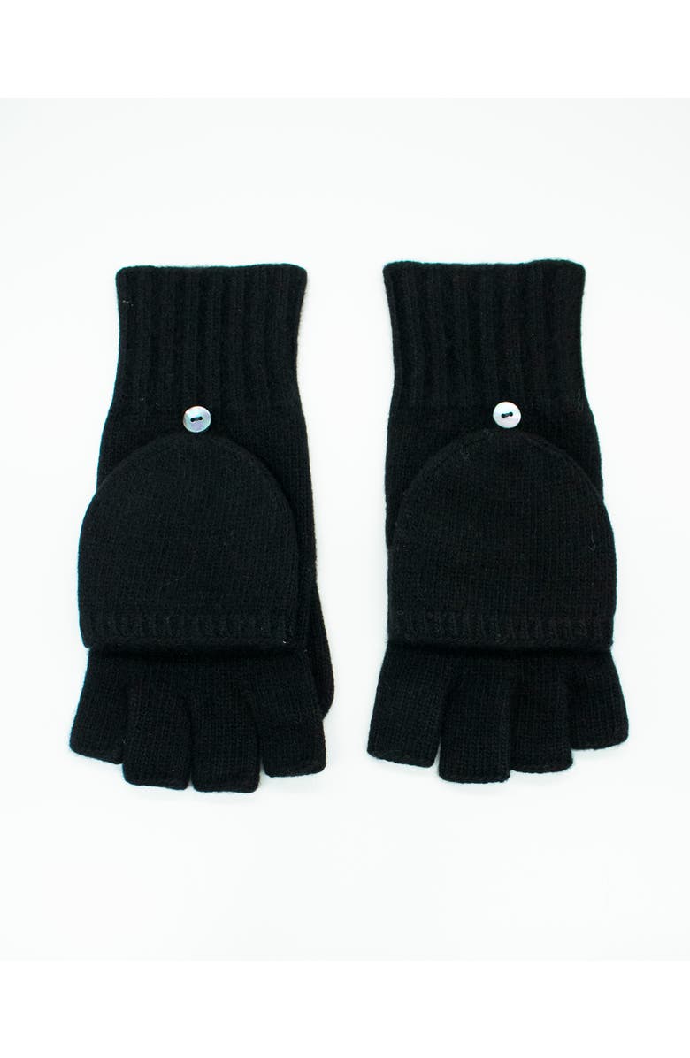 Portolano Cashmere flip top mitten gloves, Main, color, Black