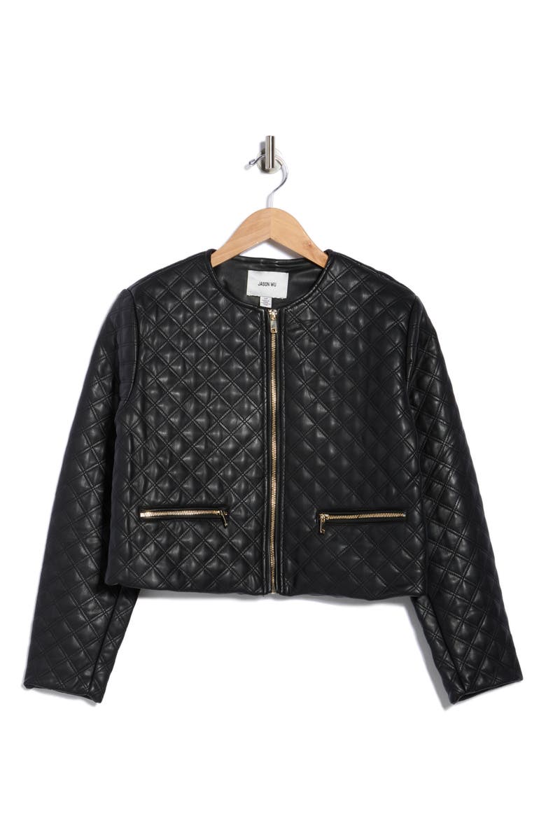 JASON WU Diamond Quilted Faux Leather Jacket, Alternate, color,