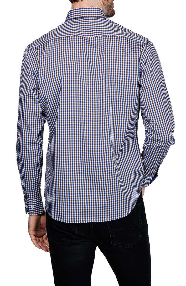 TailorByrd Classic Fit Check Print Performance Button-Down Shirt, Alternate, color, Brown