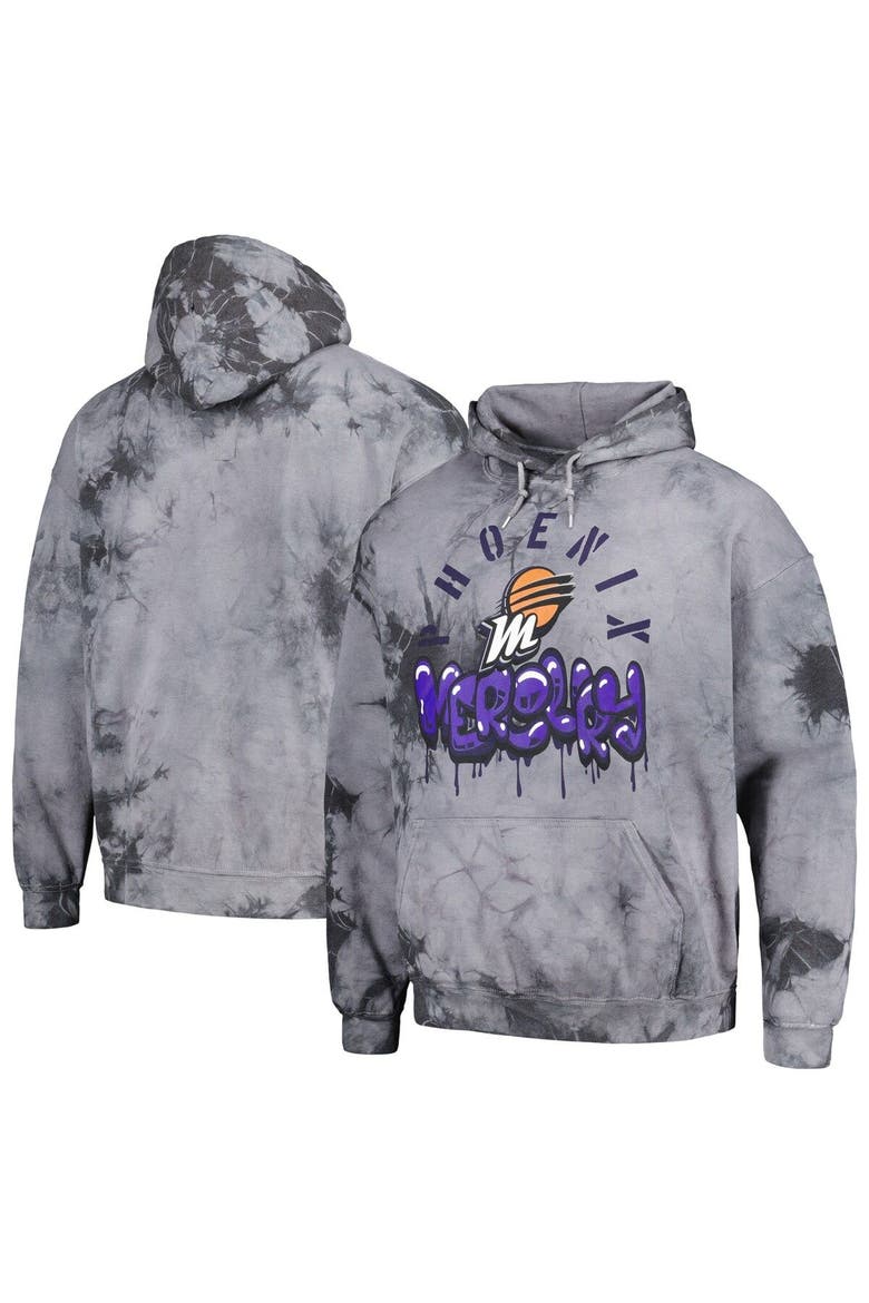 Unisex Stadium Essentials Charcoal Phoenix Mercury Street Art Dark Crystal Tie-Dye Washed Pullover Hoodie, Main, color, Charcoal