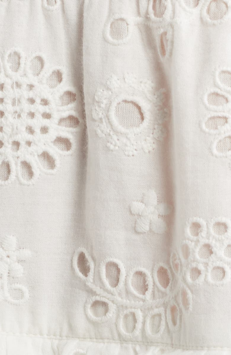 LoveShackFancy Janea Halter Neck Cotton Eyelet Minidress, Alternate, color, Optic White