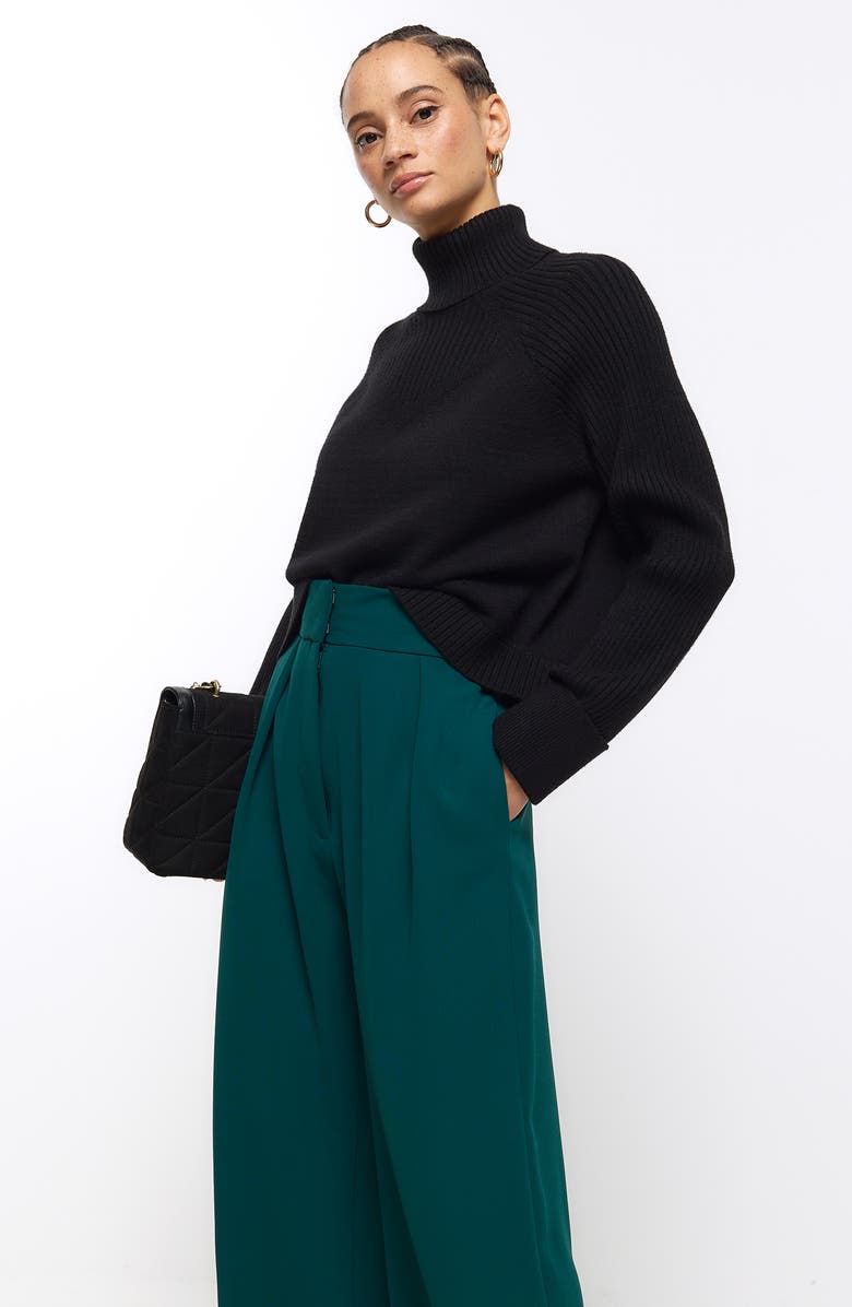 River Island Pleat Front Wide Leg Pants, Alternate, color, 