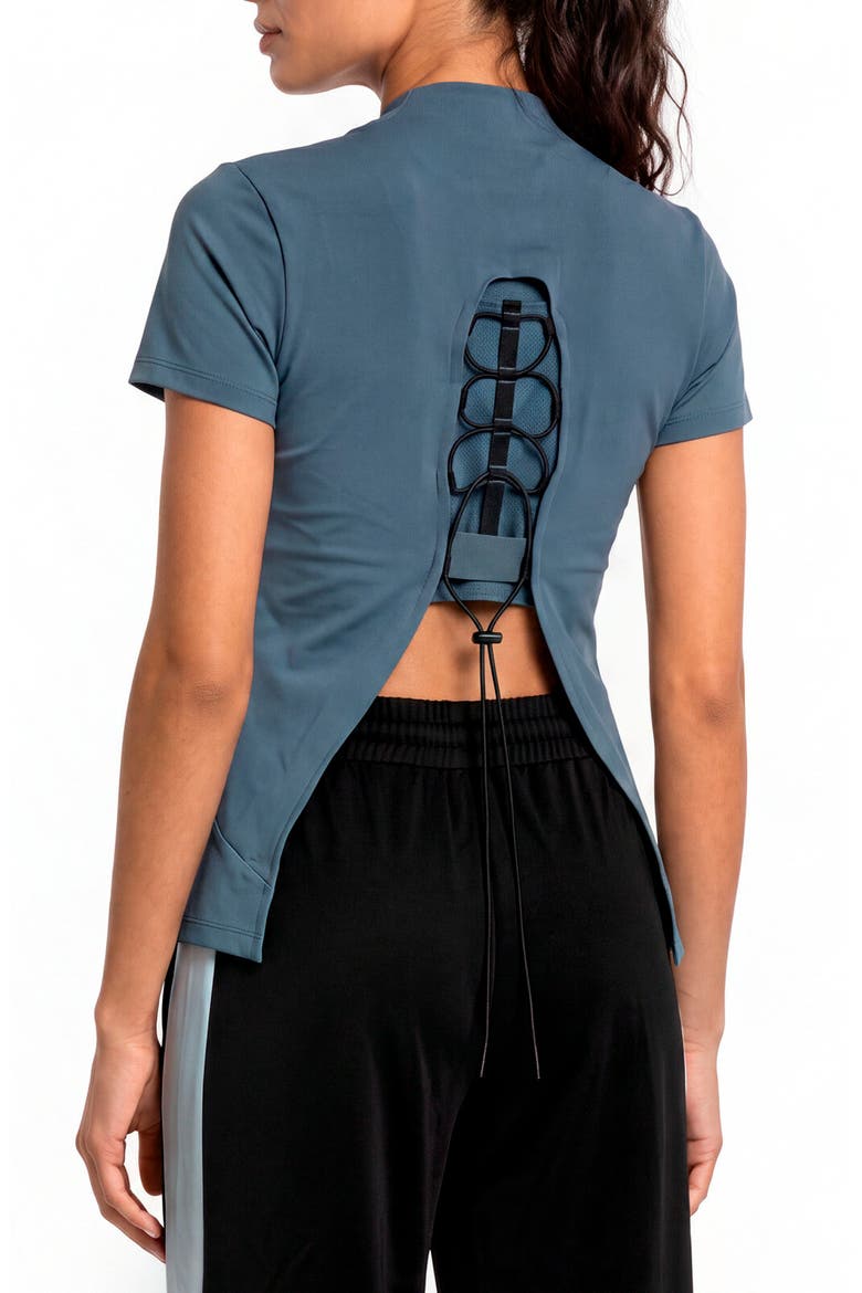 Mock Neck Performance Tee, Alternate, color, EVENING BLUE