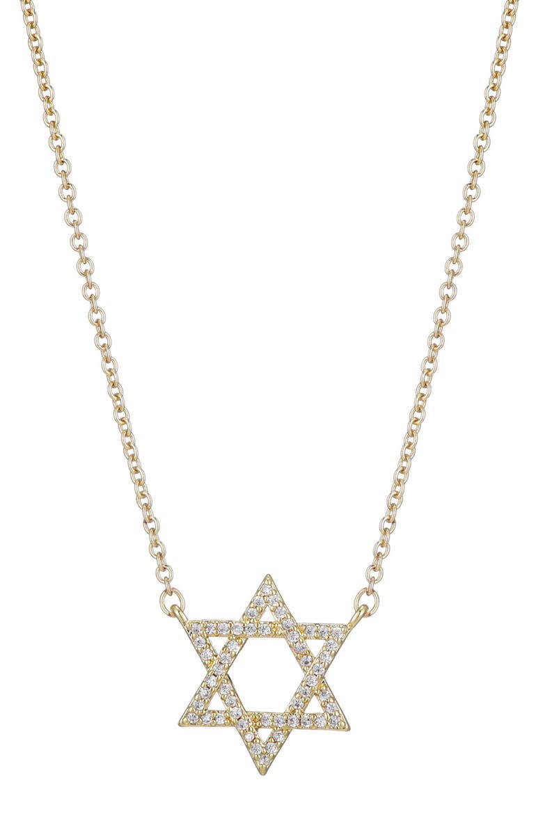 Cubic Zirconia Star of David Pendant Necklace, Main, color, GOLD