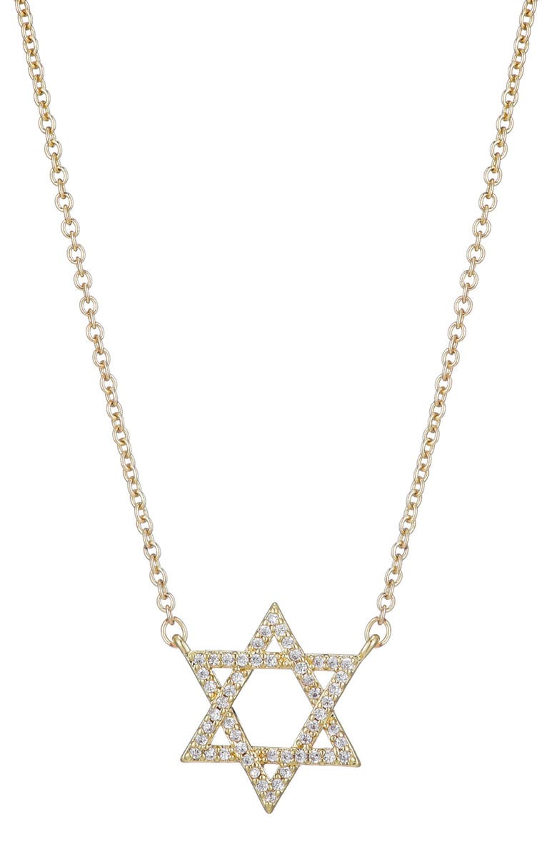 Adornia Cubic Zirconia Star of David Pendant Necklace, Main, color, Gold