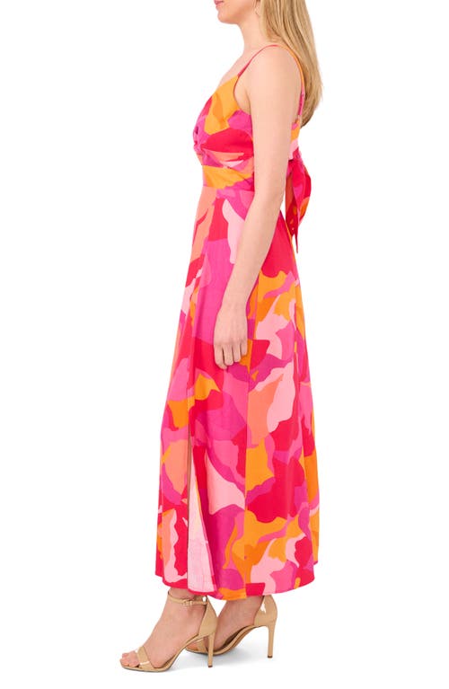 Halogenr Halogen(r) Printed Cutout Tie Back Maxi Sundress In Magenta
