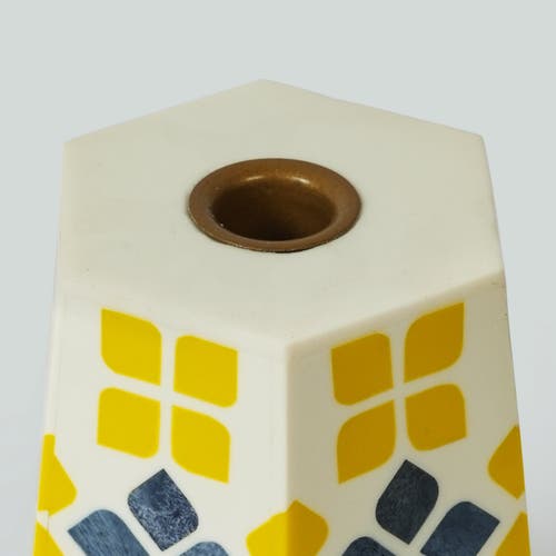 Mela Artisans Marigold Mosaic Inlay Candleholder In Yellow