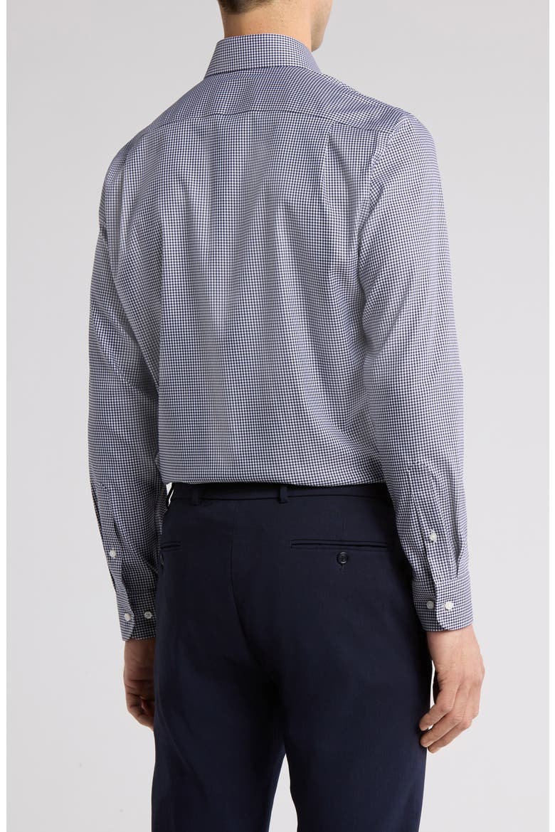 Trim Fit Gingham Premium Performance Dress Shirt, Alternate, color, NAVY GINGHAM CHECK