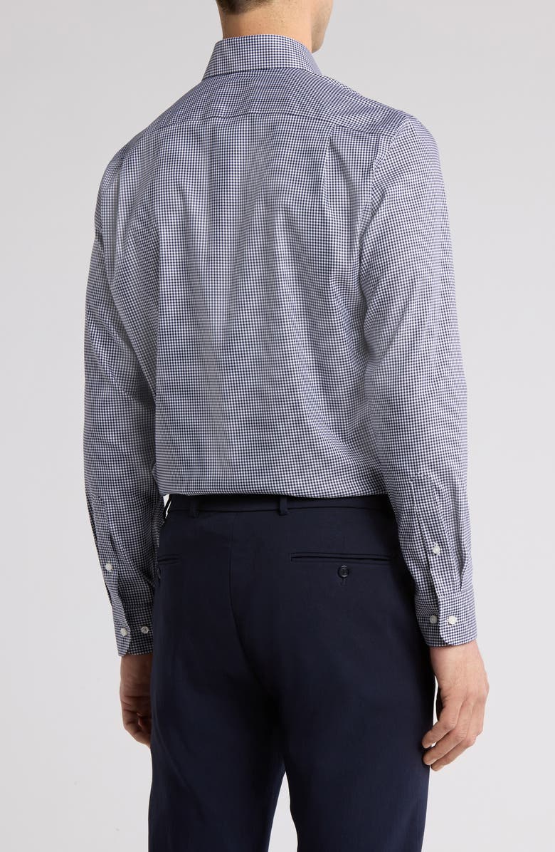 Nordstrom Trim Fit Gingham Premium Performance Dress Shirt, Alternate, color, Navy Gingham Check