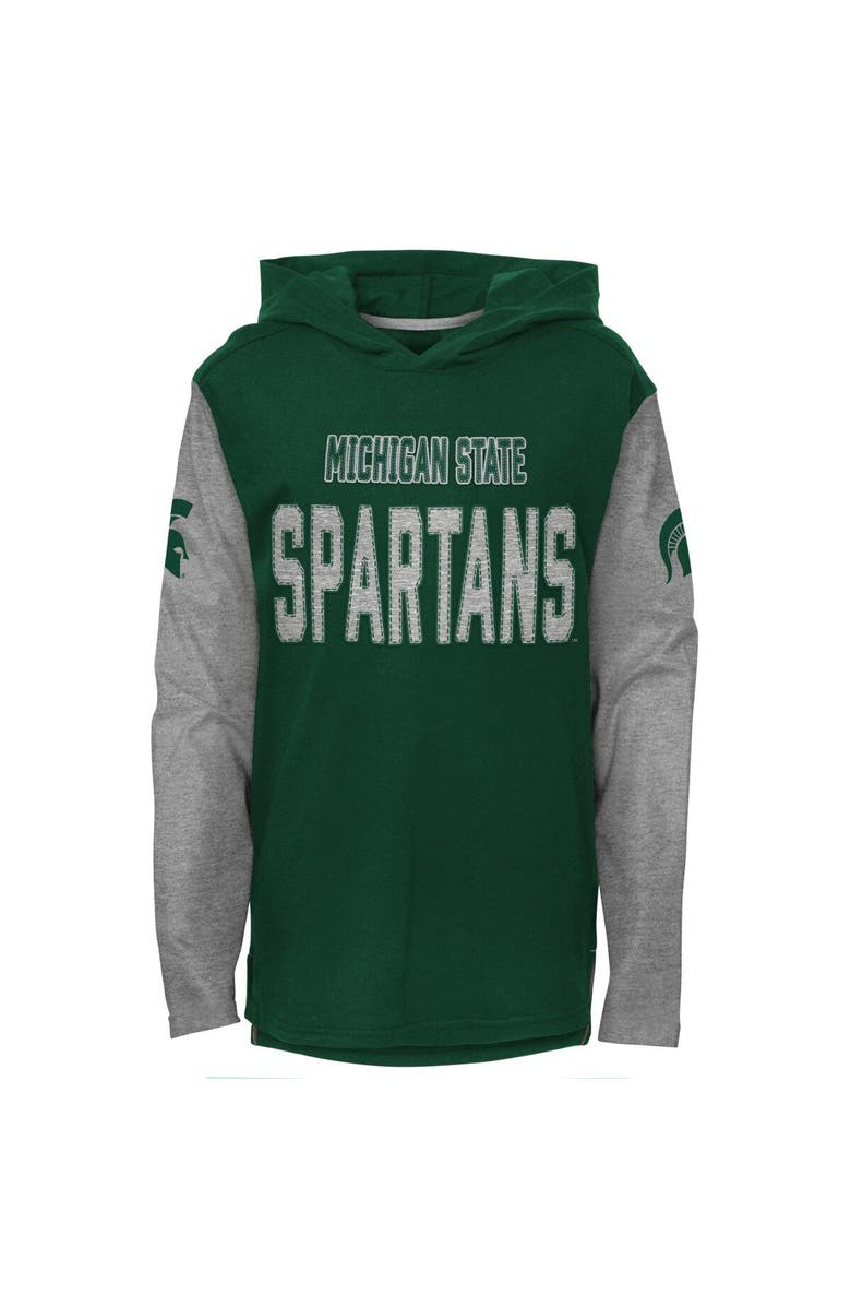 Outerstuff Youth Green Michigan State Spartans Heritage Hoodie Long Sleeve T-Shirt, Main, color, Green