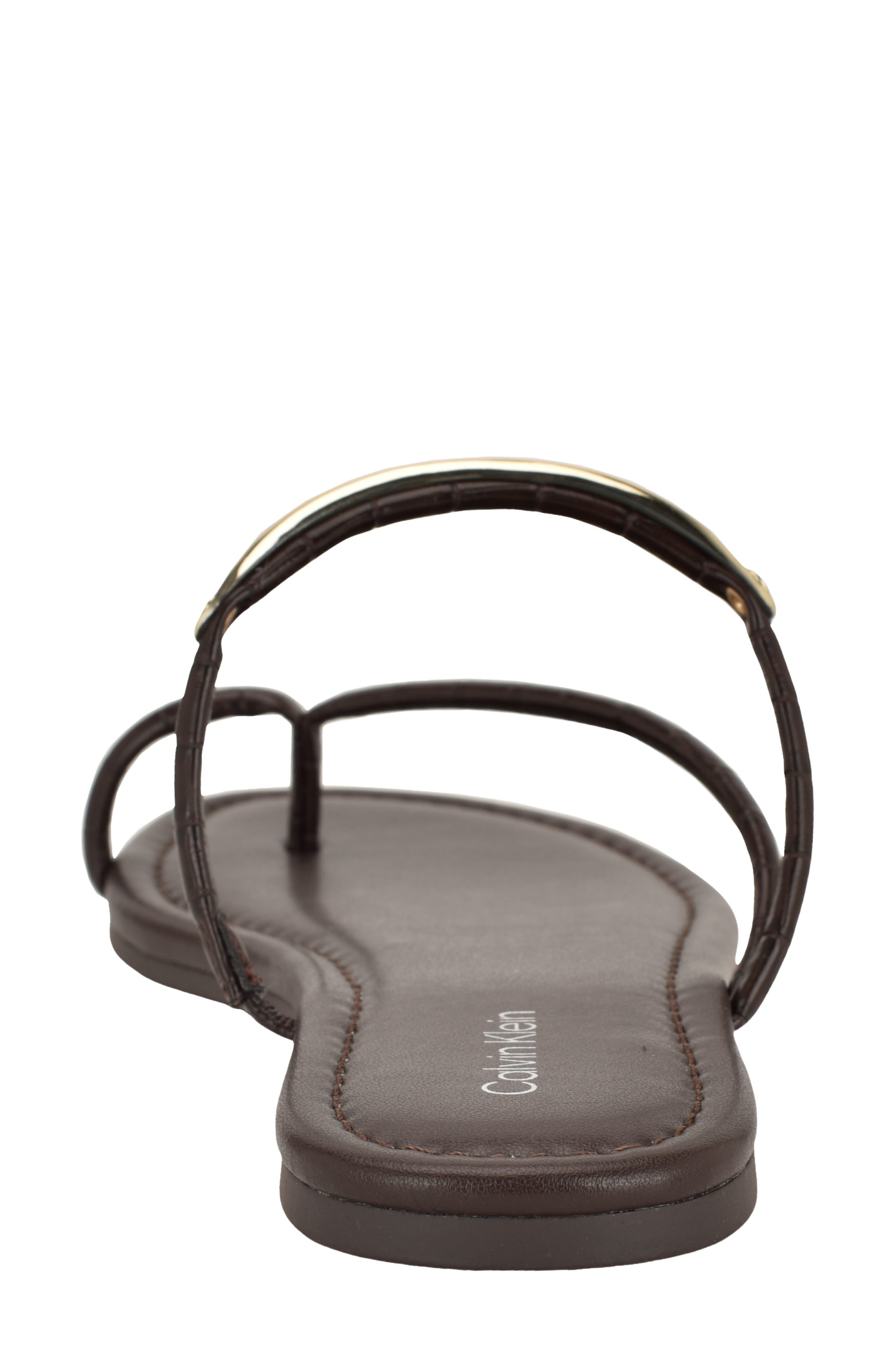 Bienna Toe Loop Sandal, Alternate, color, DARK BROWN CROCO