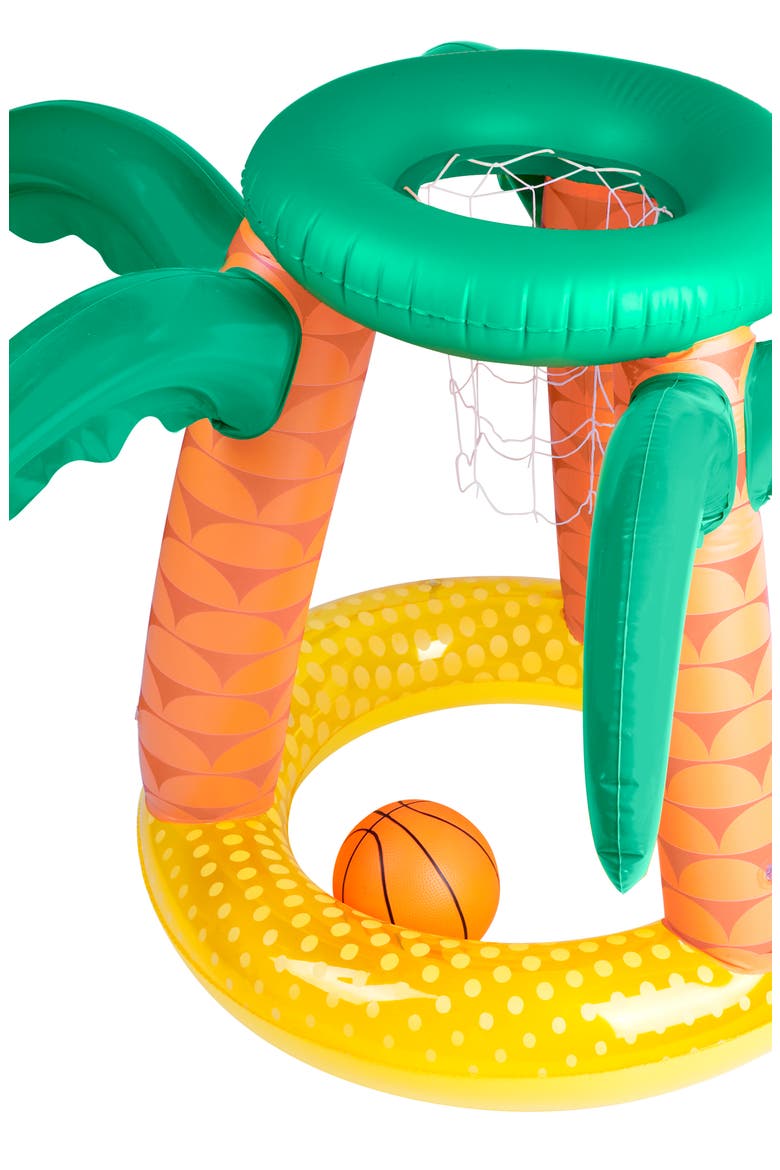 Inflatable Tropical Floating Basketball Set, Alternate, color, YELLOW