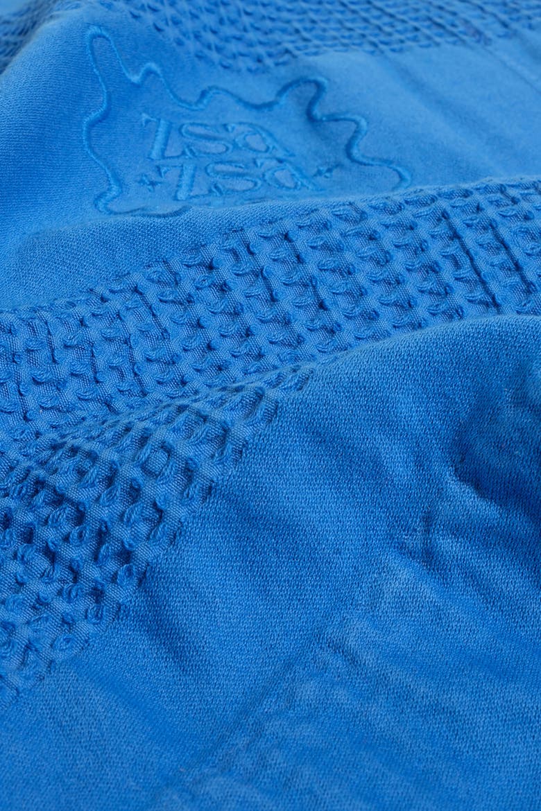 Braga Waffle King Size 100% Cotton Pique 94X87 In, Alternate, color, Medium Blue