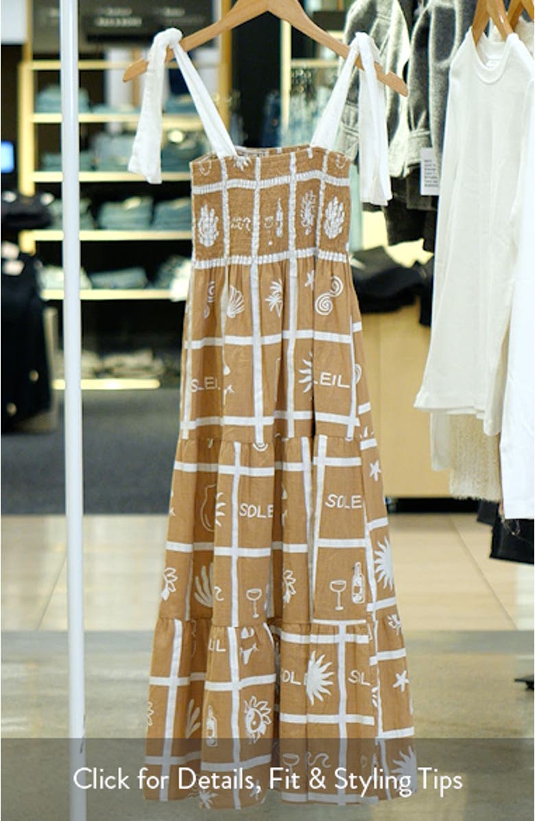 Sarelle Smocked Tie Strap Midi Sundress, sales video thumbnail