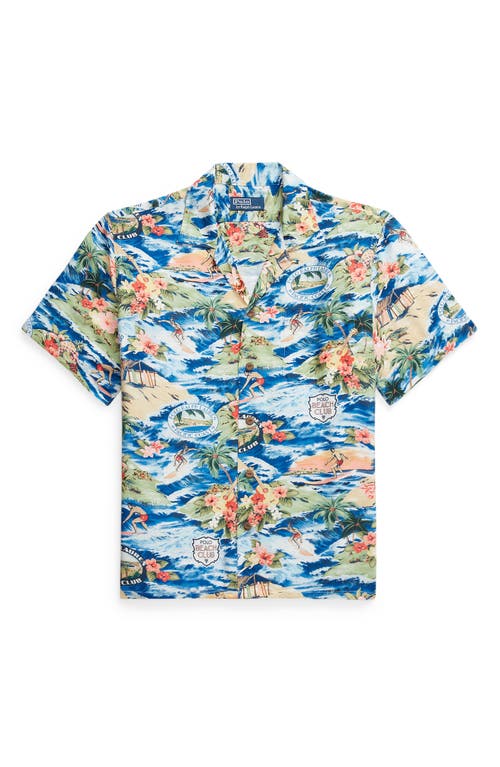 Polo Ralph Lauren Short Sleeve Tropical Print Lightweight Shirt In Polo Surf Scenic